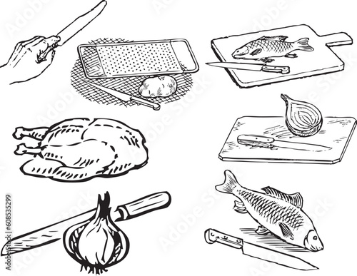 Food and cooking tools. Vector illustration of a format EPS.