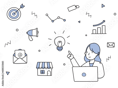 手描きラインアート｜マーケティングとブランディングの違い