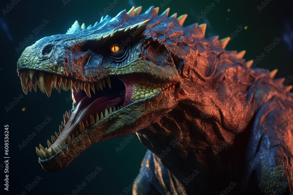 Tyrannosaurus Rex Dinosaur Head Closeup.Generative Ai Tyrannosaurus Rex Dinosaur Head Closeup.Generative Ai
