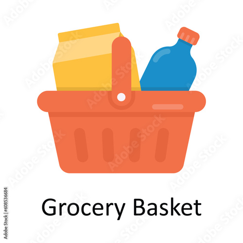 Grocery Basket Vector  Flat Icon Design illustration. Ecommerce and shopping Symbol on White background EPS 10 File