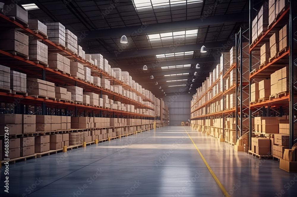 Discover the Order and Versatility of a Well-Organized Warehouse. created with Generative AI