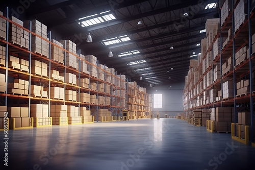 Discover the Order and Versatility of a Well-Organized Warehouse. created with Generative AI © photobuay