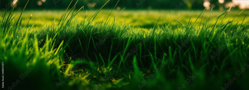 Banner of grass lands fields from generative AI