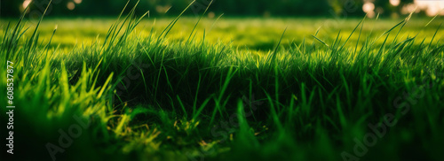 Banner of grass lands fields from generative AI