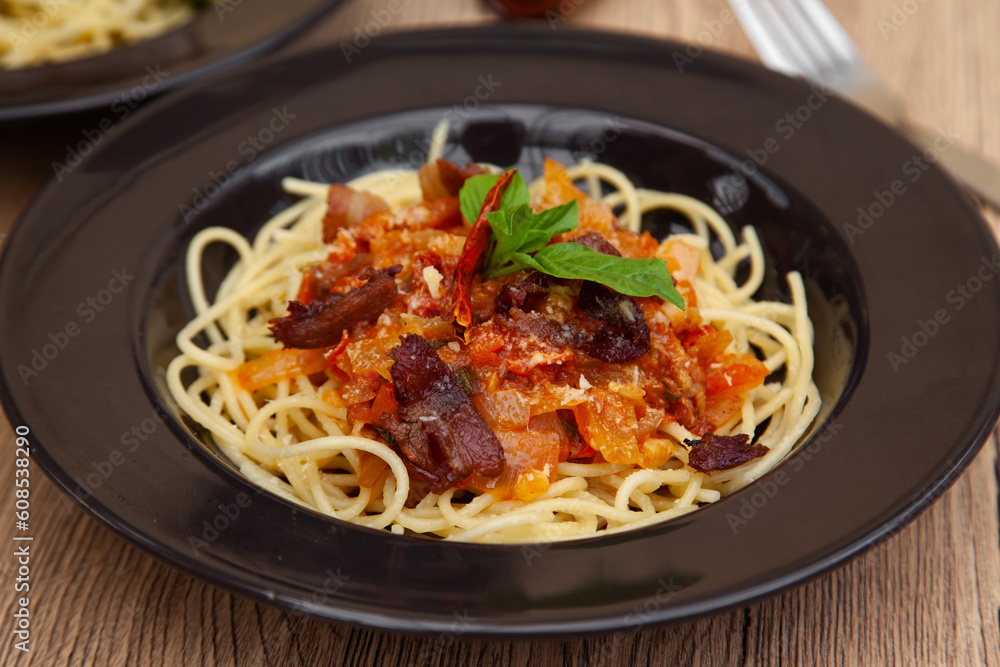 Spaghetti with chilli and bacon Spaghetti with chilli and bacon