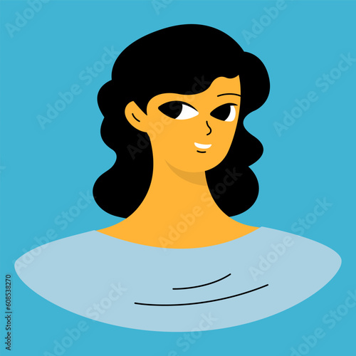Positive emotions concept. Cartoon cute girlish face