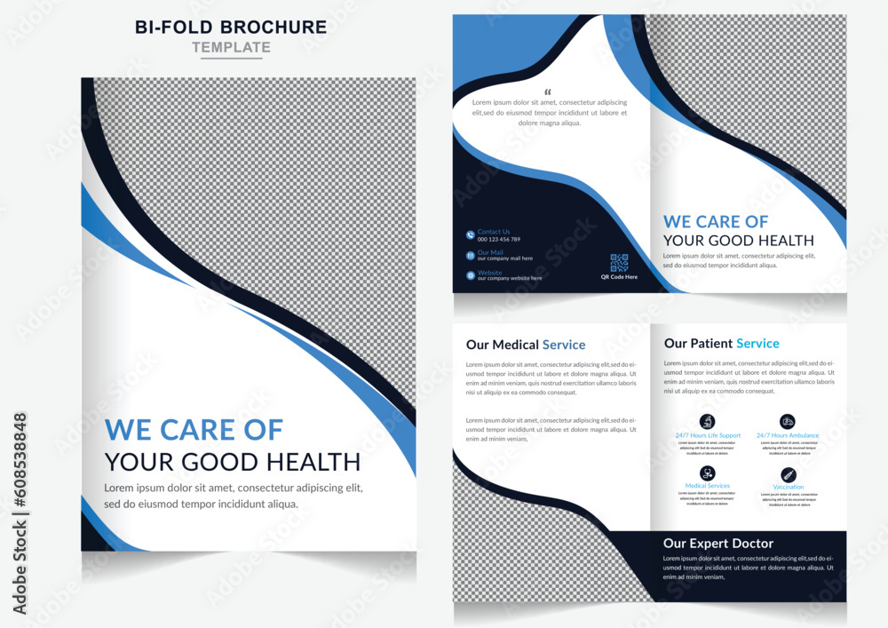 Modern Health Care Bi-fold Brochure for a medical company