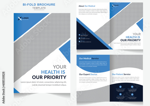 Healthcare medical bifold business brochure and creative cover design template