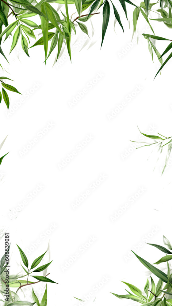 verdant bamboo leaves as a frame border, isolated with negative space for layouts verdant bamboo leaves as a frame border, isolated with negative space for layouts