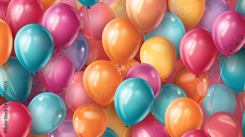 Birthday balloons template luxury shiny colorful balloons. 