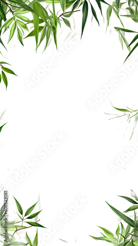 verdant bamboo leaves as a frame border  isolated with negative space for layouts