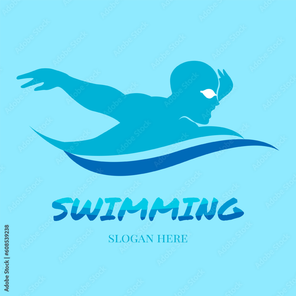 Naklejka premium butterfly stroke swimming crawl logo design
