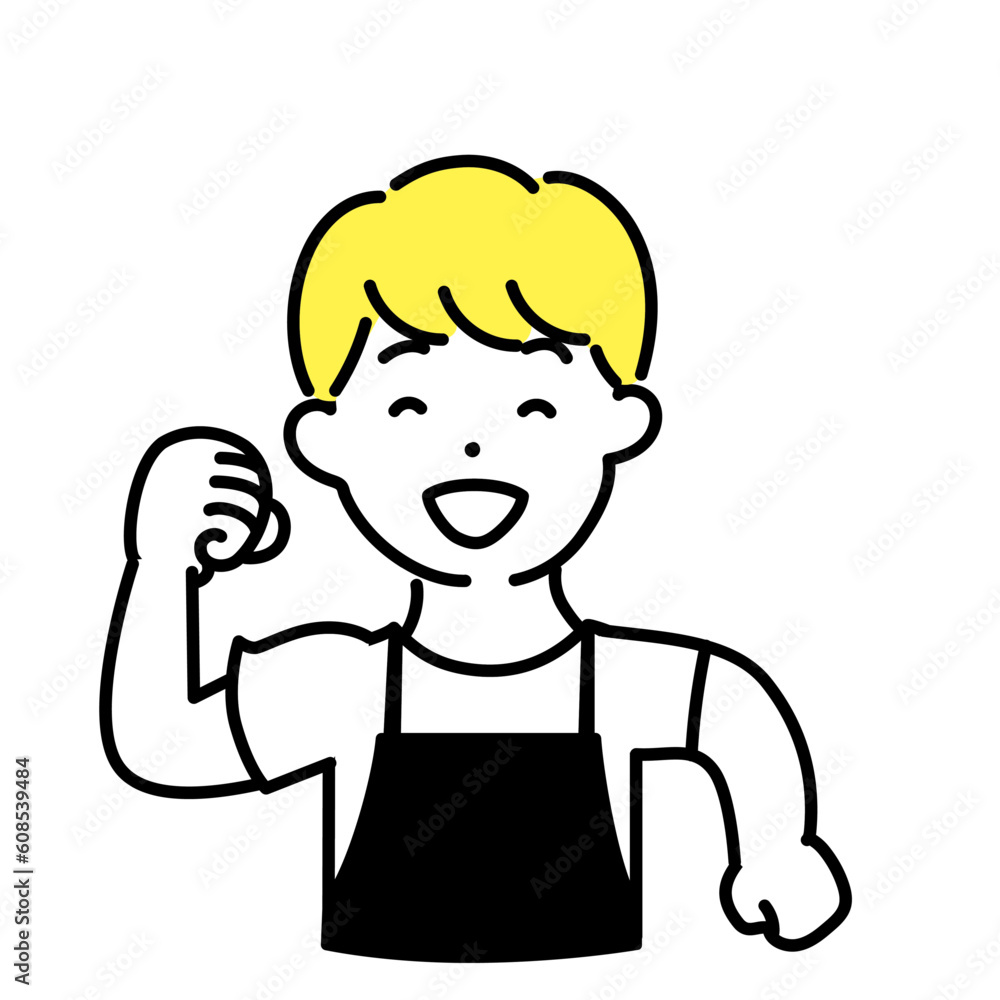 かわいい人物のイラストシリーズ _ 男性の店員_ 歩く かわいい人物のイラストシリーズ _ 男性の店員_ 歩く