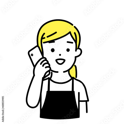 かわいい人物のイラストシリーズ _ 女性の店員_ コミュニケーション