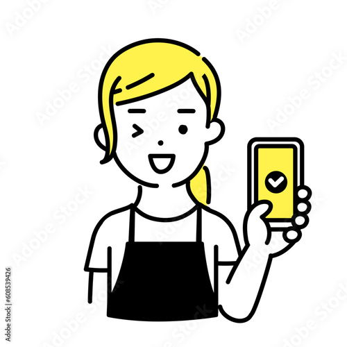 かわいい人物のイラストシリーズ _ 女性の店員_ OK