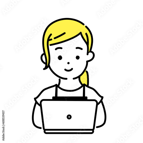 かわいい人物のイラストシリーズ _ 女性の店員_ 笑顔