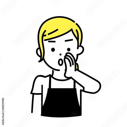 かわいい人物のイラストシリーズ _ 女性の店員_ 内緒話