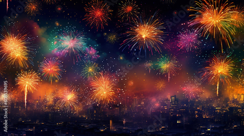 colorful firework background.