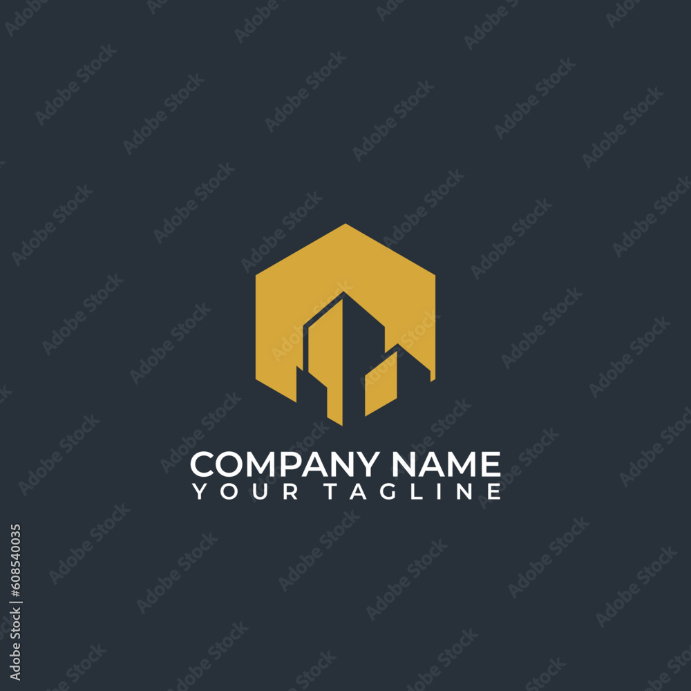 Hexagonal shape and Building, Construction, Real Estate Logo Template Vector. Hexagonal shape and Building, Construction, Real Estate Logo Template Vector.
