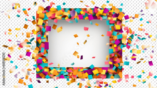 Poured confetti on a transparent background a frame. 