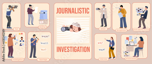 Journalistic Investigations Flat Infographics