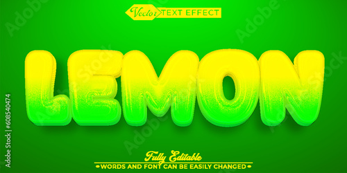 Green Carton Fresh Lemon Vector Editable Text Effect Template