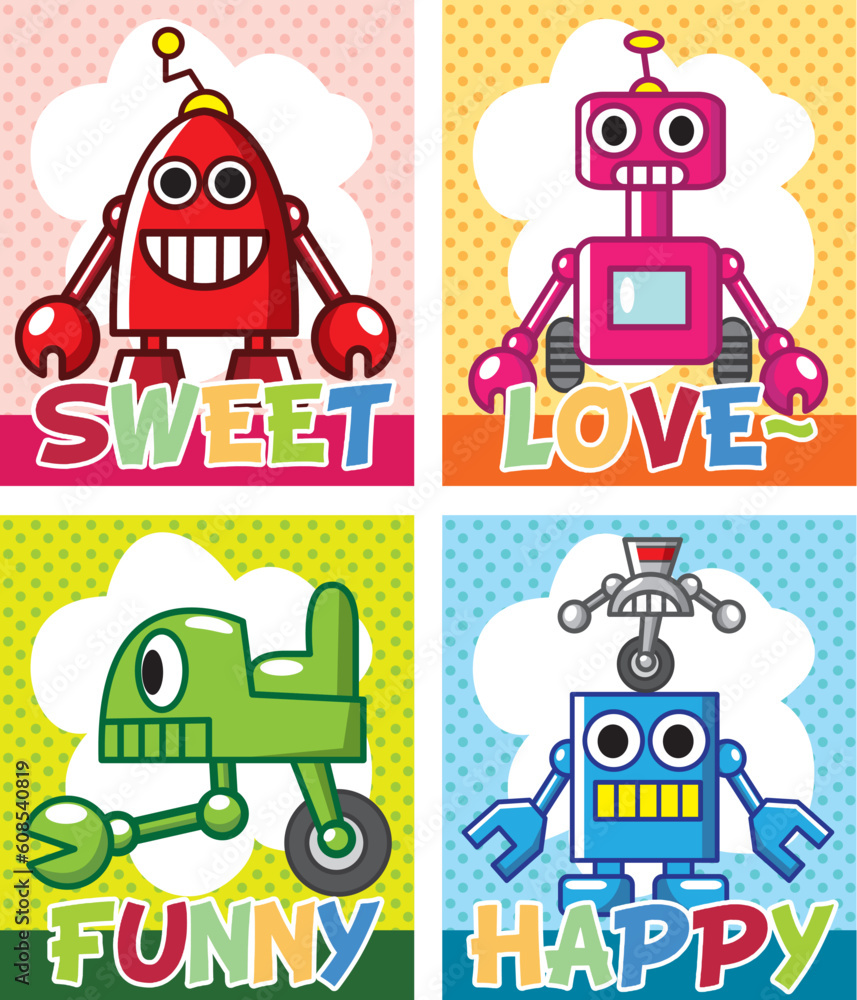 cartoon robot card cartoon robot card