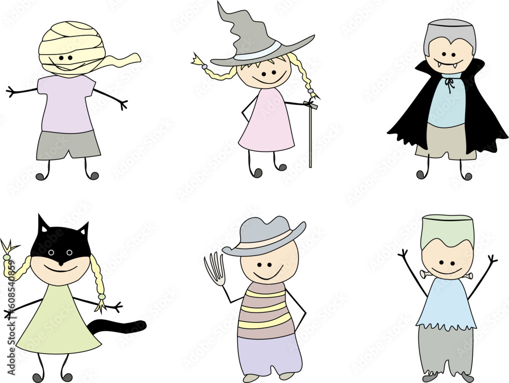 Children's drawings for Halloween. Vector illustration. Children's drawings for Halloween. Vector illustration.