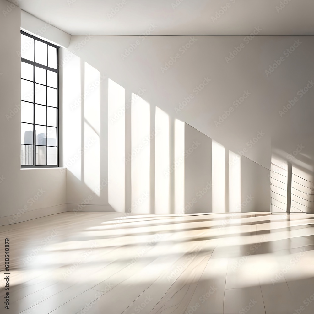 Obraz premium empty room with window shadow with white ceiling and paint in théroom with fresh air