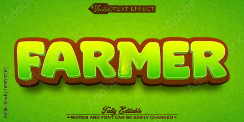 Cartoon Farmer Editable Text Effect Template