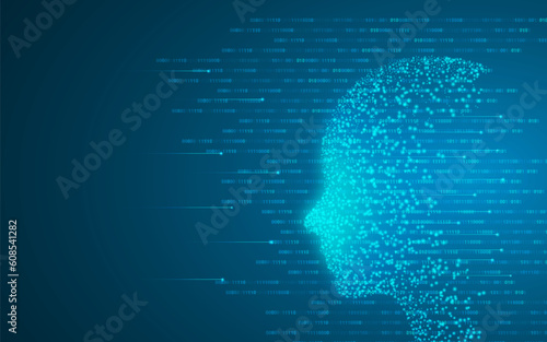 Artificial intelligence. Human head outline. Technology and engineering concept. Vector illustration.