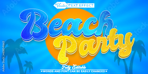 Beach Party Vector Editable Text Effect Template