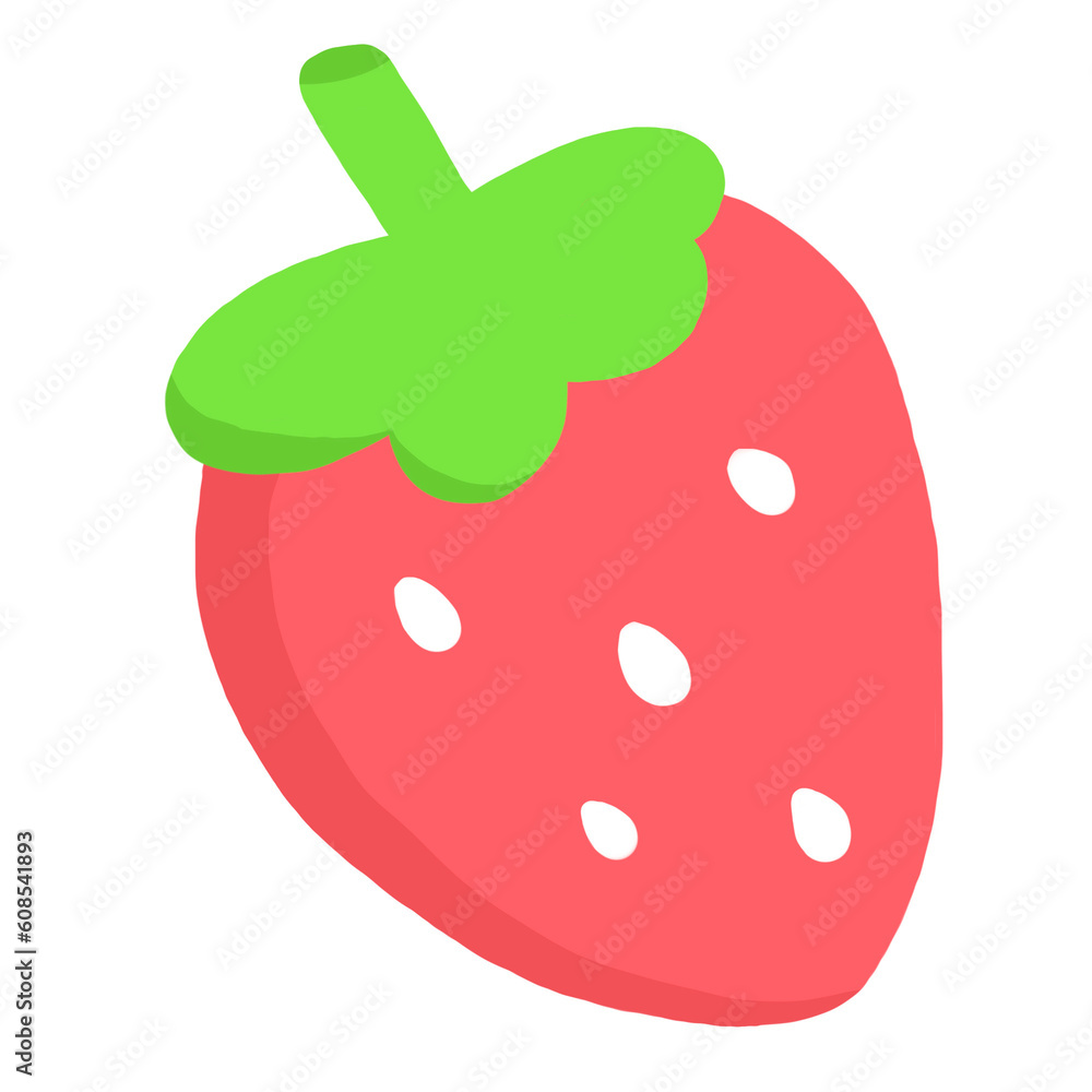 Cute Hand Drawn Red Strawberry Cartoon Illustration Cute Hand Drawn Red Strawberry Cartoon Illustration
