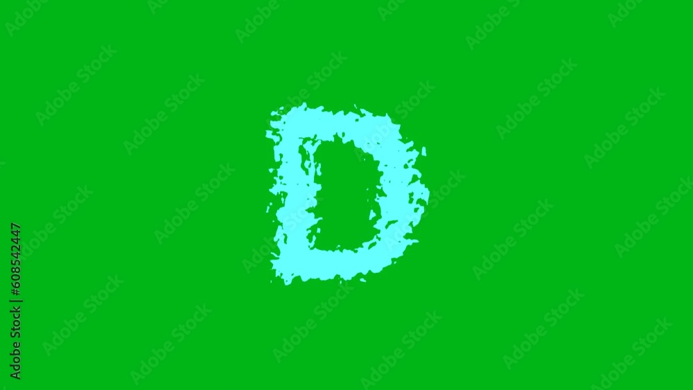 English alphabet D with water waves on green screen background English alphabet D with water waves on green screen background