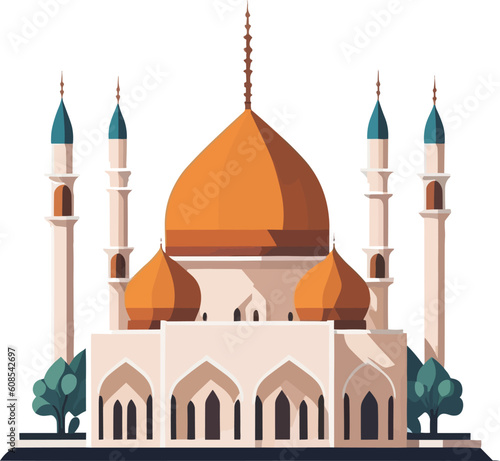 A striking representation of a mosque in simple line art, showcasing the intricate details of its architecture