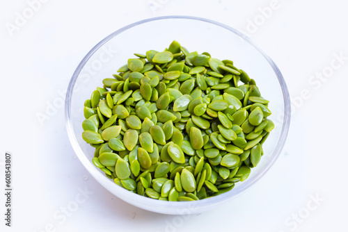 Leucaena leucocephala isolated seeds on white background