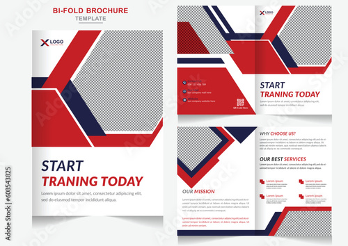 Creative gym training Bi-Fold Brochure design, Fashion Fitness business Template design