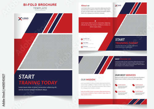 Creative gym training Bi-Fold Brochure design, Fashion Fitness business Template design