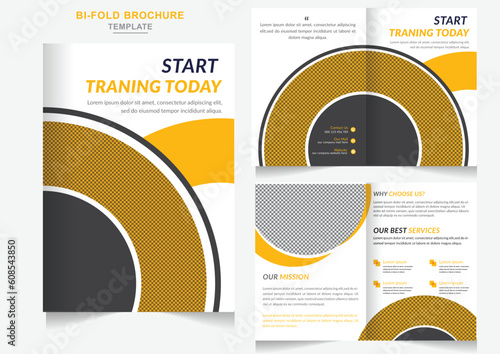 Creative gym training Bi-Fold Brochure design, Fashion Fitness business Template design