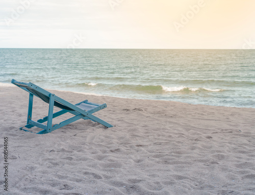 Chair beach on the beach with sunset