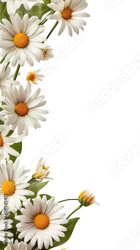 delicate daisy petals as a frame border  isolated with negative space for layouts