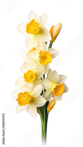 delightful daffodil petals as a frame border, isolated with negative space for layouts