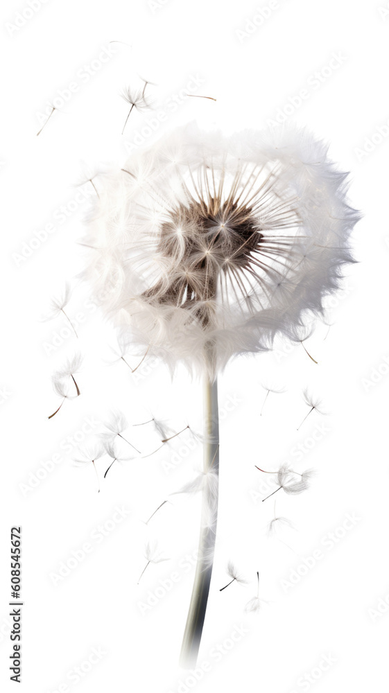 whirling dandelion fluff as a frame border, isolated with negative space for layouts