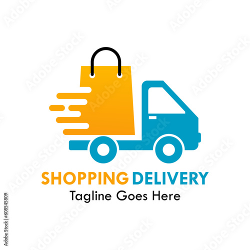 Shopping delivery design logo template illustration