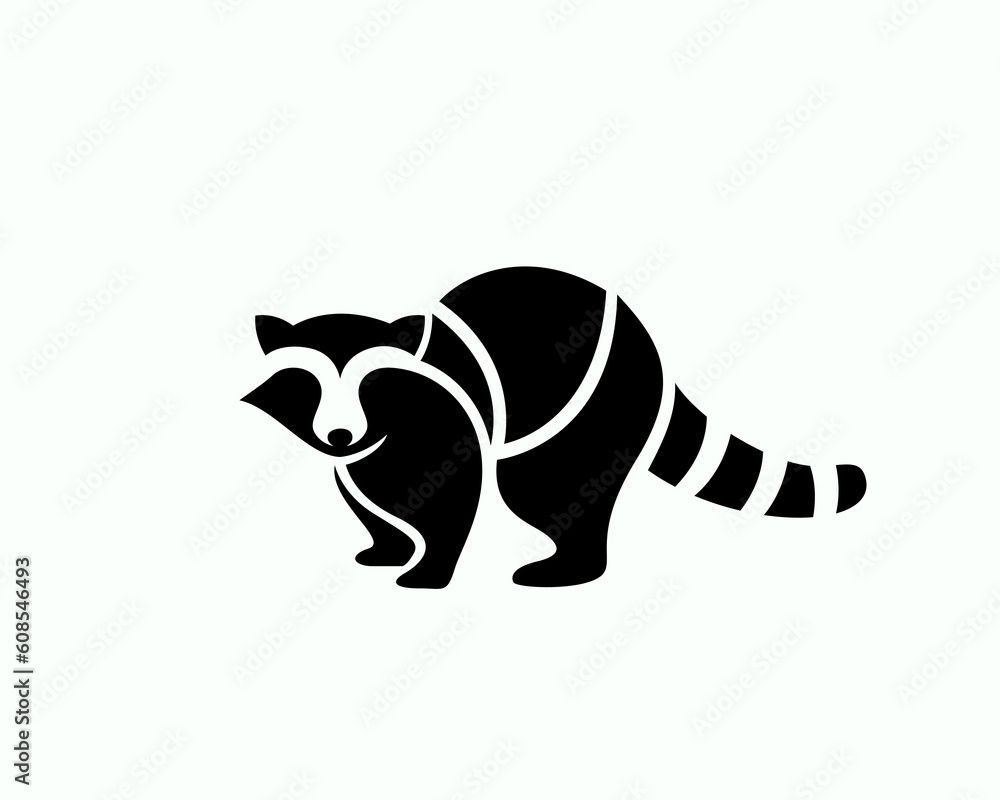 Fototapeta premium black silhouette raccoon be careful logo symbol design template illustration inspiration