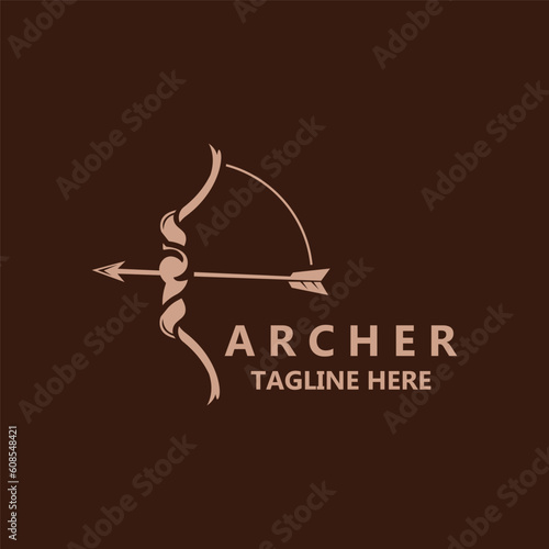 Crossbow logo image archery arrow vector, elegant modern simple icon design template