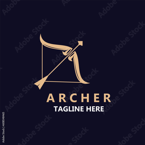 Crossbow logo image archery arrow vector, elegant modern simple icon design template