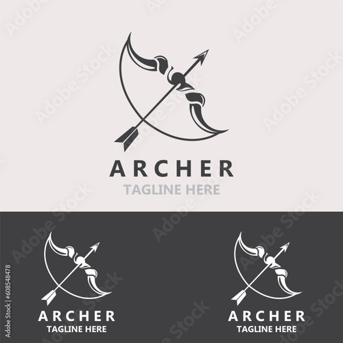 Crossbow logo image archery arrow vector, elegant modern simple icon design template