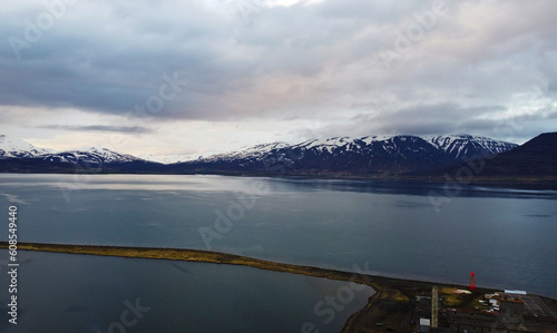Aerial view of the beautiful landscape with the nature of Iceland