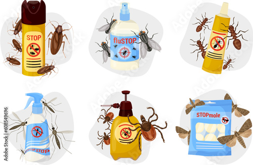 Harmful Insects Cartoon Composition Set